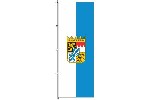 Auslegerfahne Bayern wei?-blau mit Wappen 150 x 400 cm Marinflag