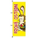 Flagge Frohe Ostern Hase mit Korb gelbgrundig 300 x 120 cm