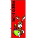 Flagge Frohe Ostern Osterhase rot 300 x 120 cm