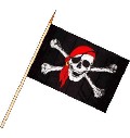 Stockflagge Pirat mit rotem Kopftuch (1 Stück) 45 x 30 cm