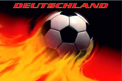 Deutschland mit Feuerball (Hohlsaum) 150 x 100 cm - Schnäppchen - Querformatflagge