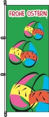 Frohe Ostern 6 Eier grün - Hochformatflagge