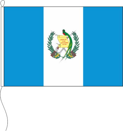 Guatemala mit Wappen - Querformatflagge Guatemala mit Wappen - Querformatflagge