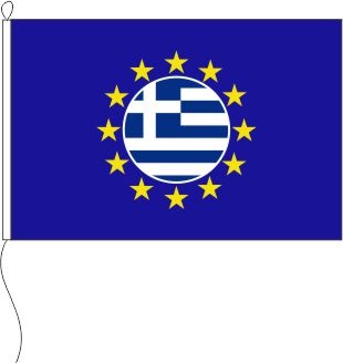 Europa (Griechenland Emblem im Sternenkreis) - Querformatflagge