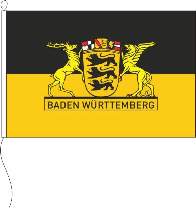 Baden-Württemberg mit großem Landessiegel - Querformatflagge