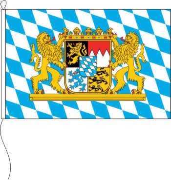 Bayern Raute mit Wappen und Löwen - Querformatflagge