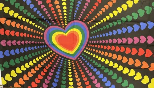 Regenbogen Herz - preiswerte Alternative: 150 x 90 cm