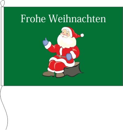 Weihnachtsmann sitzend grün - Querformatflagge