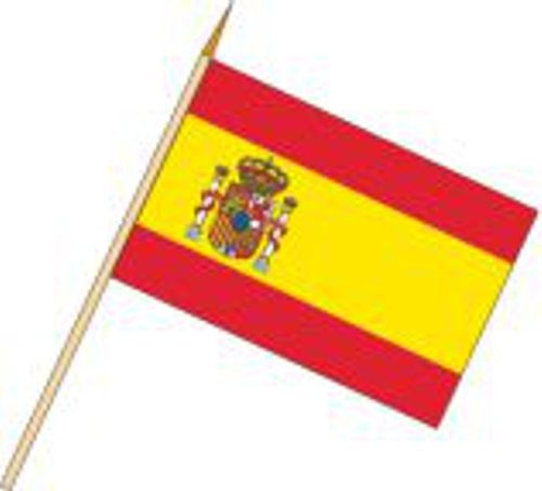 Spanien mit Wappen - Stockfahnen (1 VE = 10 Stück) - Stockfahne