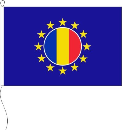 Europa (Rumänien Emblem im Sternenkreis) - Querformatflagge