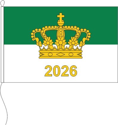 Schützen grün/weiß mit Krone 2026 - Querformatflagge - Querformatflagge