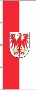 Brandenburg mit Wappen - Hochformatflagge