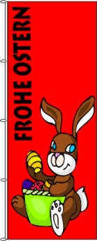 Frohe Ostern Osterhase rot - Hochformatflagge