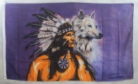 Indianer mit Wolf - preiswerte Alternative: 150 x 90 cm