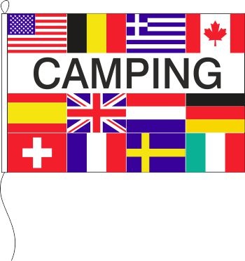 Camping + 12 Länder - Querformatflagge