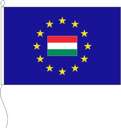 Europa (Ungarn Fahne im Sternenkreis) - Querformatflagge
