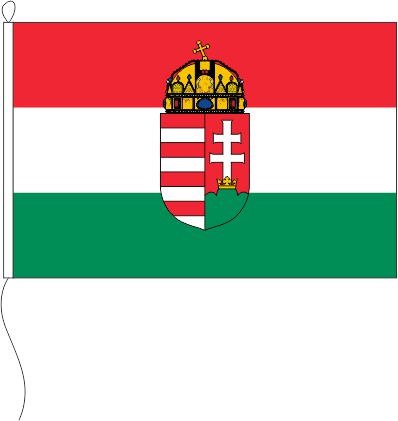 Ungarn mit Wappen - Querformatflagge