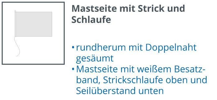 Mastseite mit Strickschlaufe und Seil