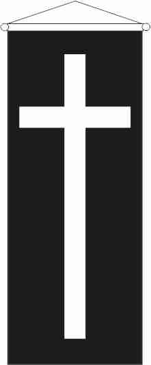 Trauerfahne schwarz mit weißem Kreuz - Bannerfahne