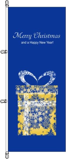 Merry Christmas Goldene Geschenkbox - Hochformatflagge