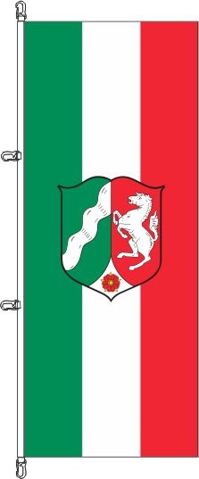 Nordrhein-Westfalen mit Dienstwappen - Hochformatflagge