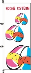 Frohe Ostern 6 Eier weiß - Hochformatflagge