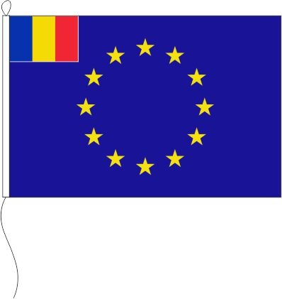 Europa (Rumänien in der Gösch) - Querformatflagge