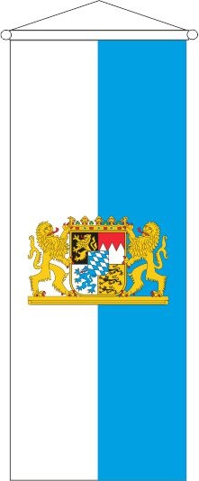 Bayern weiß-blau mit Wappen und Löwen - Bannerfahne