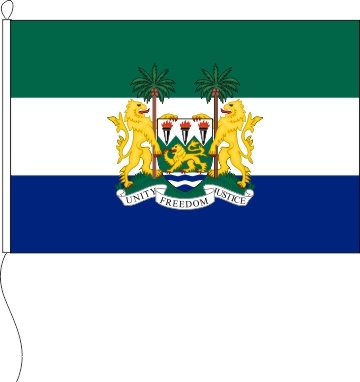 Sierra Leone mit Wappen (Regierungsflagge) - Querformatflagge