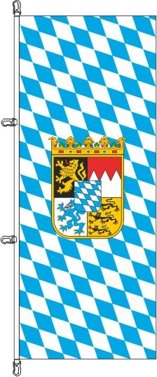 Bayern Raute mit Wappen - Hochformatflagge