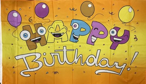 Happy Birthday mit Augen - preiswerte Alternative: 150 x 90 cm