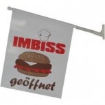 Kioskfahne IMBISS geöffnet - komplett mit Stange und Halter