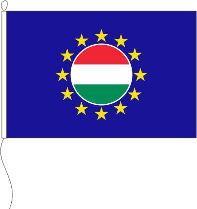 Europa (Ungarn Emblem im Sternenkreis) - Querformatflagge