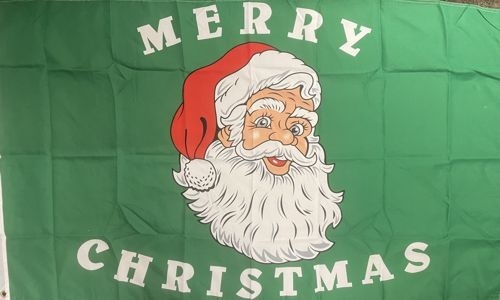 Weihnachtsmann Kopf + Merry Christmas (1) - preiswerte Alternative: 150 x 90 cm