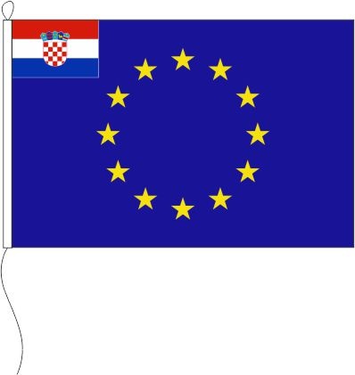 Europa (Kroatien in der Gösch) - Querformatflagge