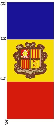 Andorra mit Wappen - Auslegerflagge