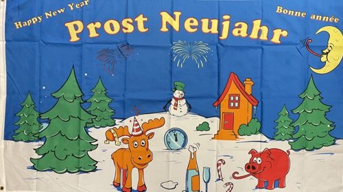 Prost Neujahr - preiswerte Alternative: 150 x 90 cm
