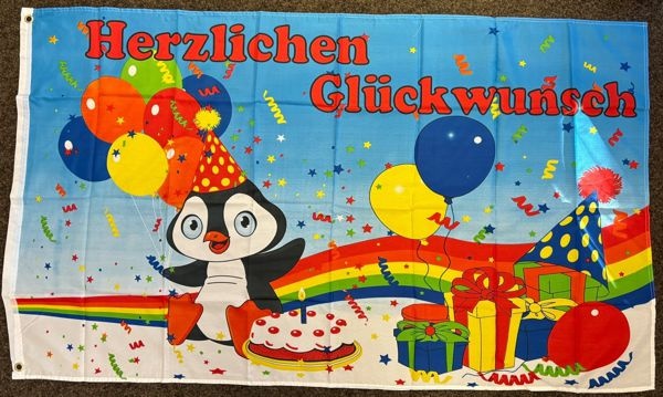 Herzlichen Glückwunsch Pinguin - preiswerte Alternative: 150 x 90 cm
