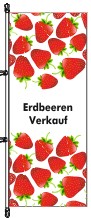 Erdbeeren Verkauf - Hochformatflagge