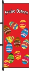 Frohe Ostern 12 Eier rot - Hochformatflagge
