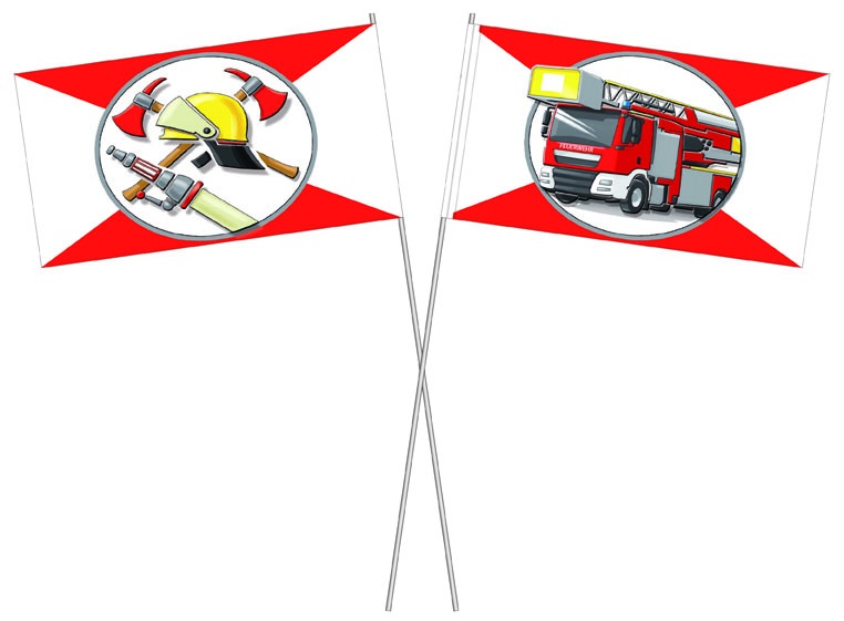 Feuerwehr rot/weiß neu beidseitig verschieden (1 VE = 50 Stück) - Papierfahnen