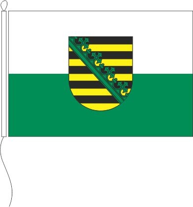 Sachsen mit Wappen - Tischflagge 15 x 10 cm