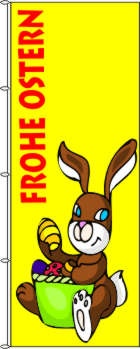 Frohe Ostern Osterhase gelb - Hochformatflagge