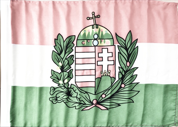 Ungarn mit Wappen Emblem - Autofahne