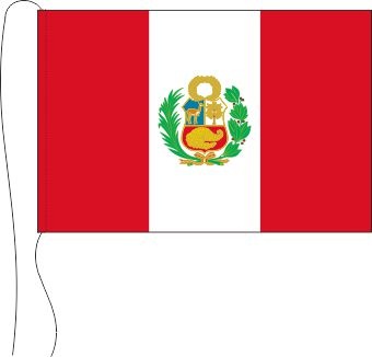 Peru mit Wappen - Tischflagge 25 x 15 cm