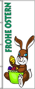 Frohe Ostern Osterhase weiß - Hochformatflagge