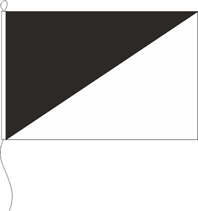 Farbe schwarz/weiß diagonal geteilt - Querformatflagge
