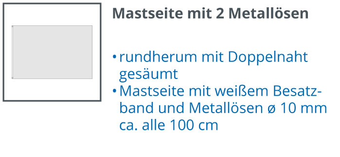 Mastseite mit 2 Metallösen