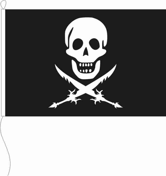 Totenkopf mit Säbel - Querformatflagge
