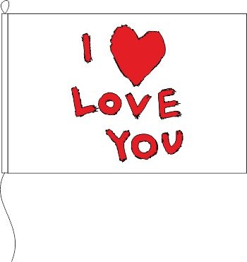 I love you weißgrundig - Querformatflagge